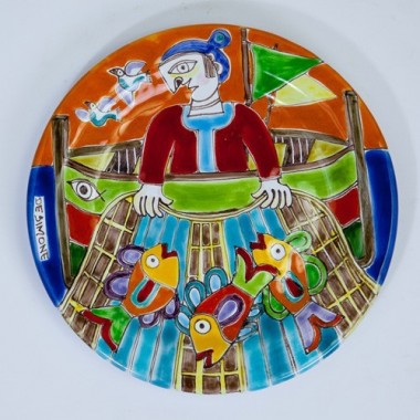 Circular Plate DS 18 cm PT18DS-31 Fisherman with Net Circular Plate DS 18 cm PT18DS-31 Fisherman with Net